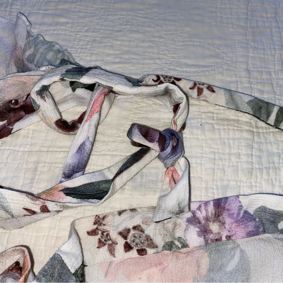 Asymmetrical Wrap Skirt Mini To Long Slit Leg Floral Ruffle Hem Textured S-XL - Picture 5 of 12